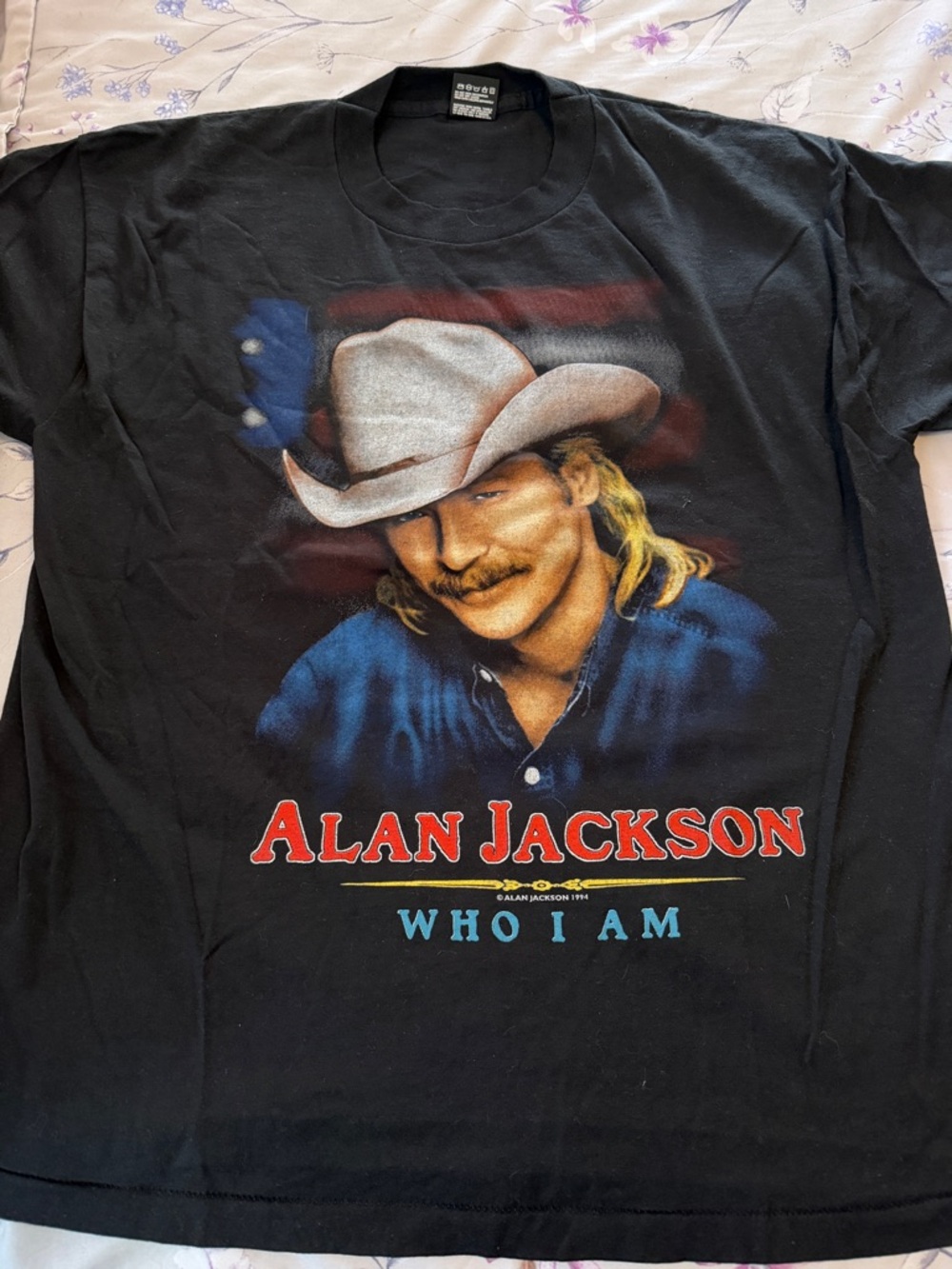 JACKSON Black Tee with Red & Blue Graphic - Alan Jackson "Who I Am"